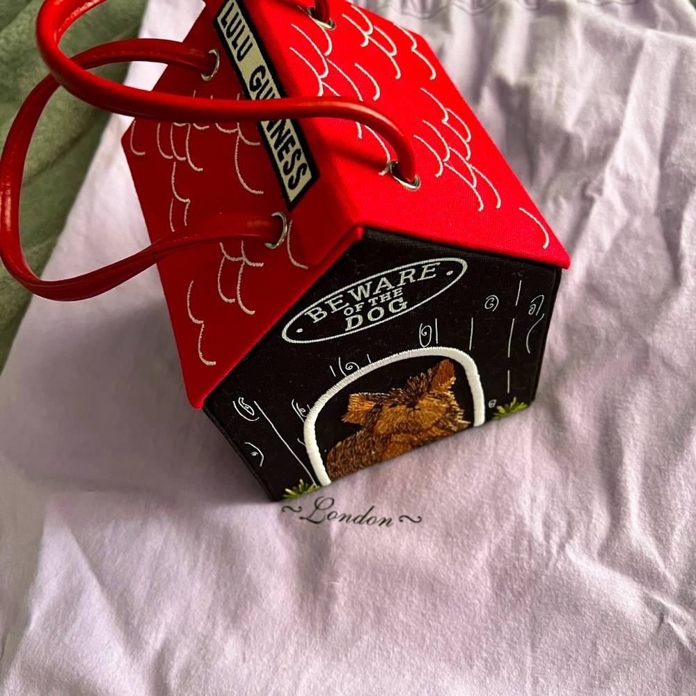 Lulu Guinness Rare In The Dog House “Beware of Dog” clutch purse with cover
